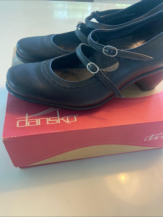 Dansko Shoes - Dansko Black Leather Double-Strap Mary Jane Heels